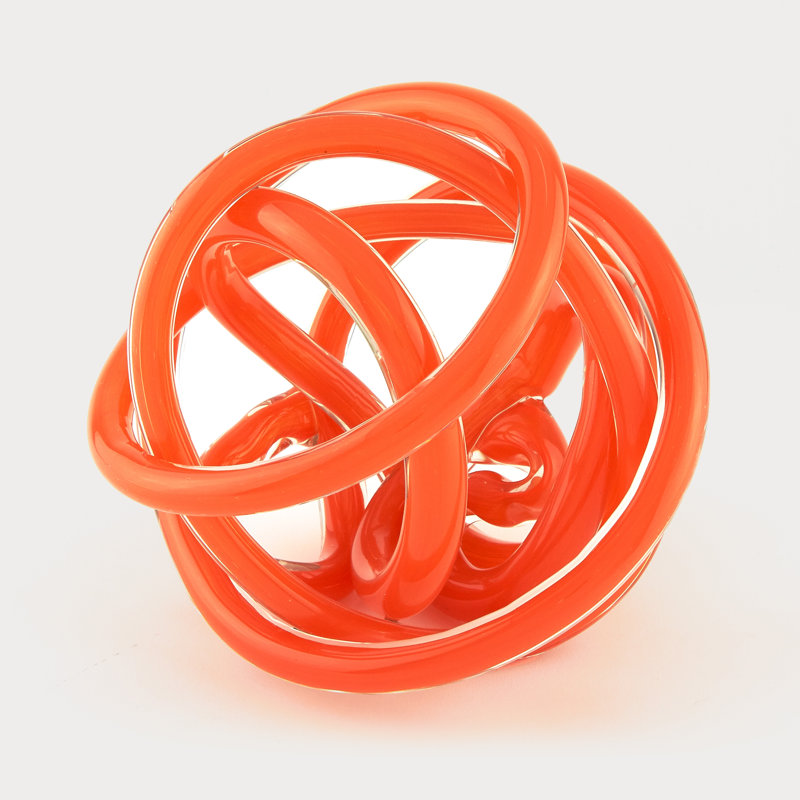Decorative Handblown Glass Knot, Orange