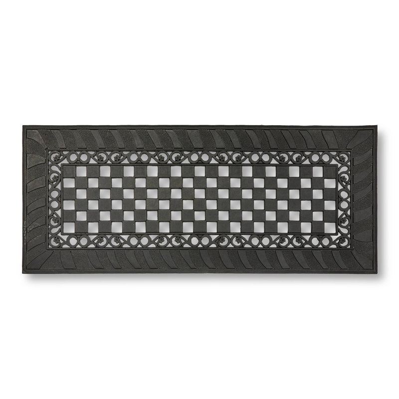 Classic Check Rubber Entrance Mat, 24" W x 57" L