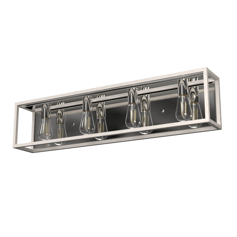 Squire Manor 4 Light Vanity Wall Light Fixture, Distressed White/Chrome