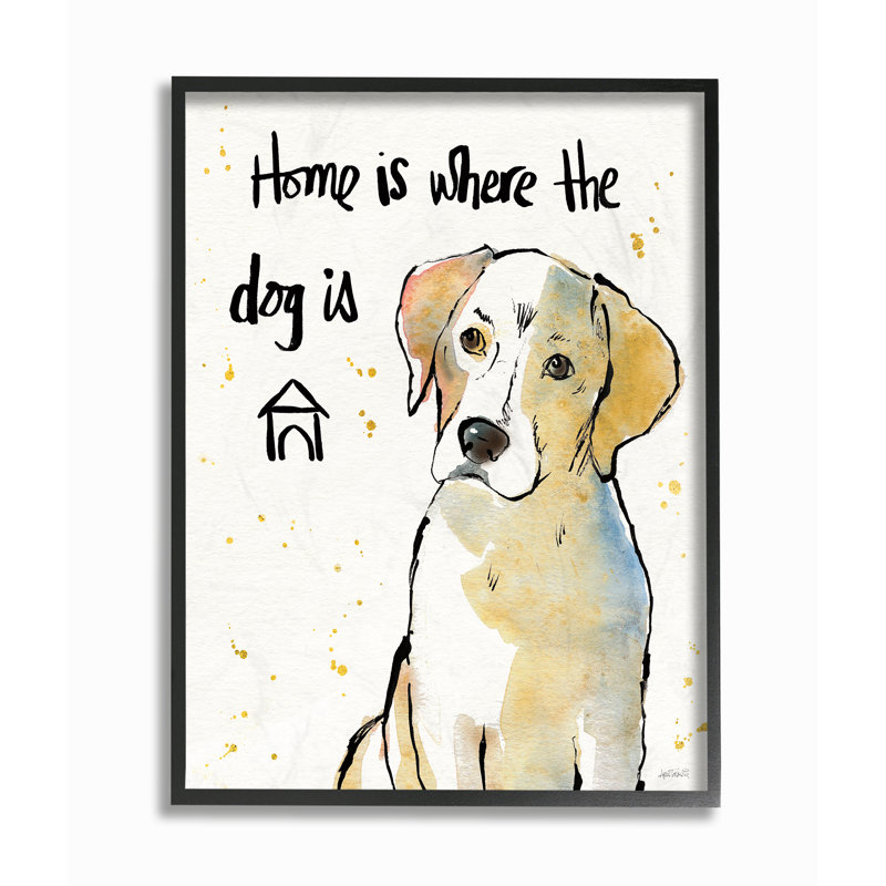 Home Is Where The Dog Is by Anne Tavoletti - Graphic Art on Canvas, 20" H x 16" W, Midnight Black Framed Giclee
