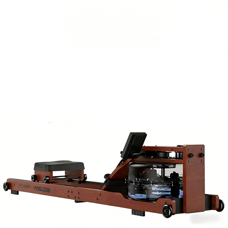 Rameur d'eau pliable en bois FED Fitness Yosuda Series RM5, capacité de 400 lb, moniteur et application Bluetooth pour la maison
