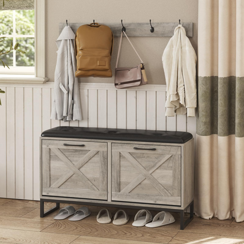 Banc de rangement 12 paires de chaussures, Light Gray
