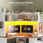 Bureau en coin de 31,5 po avec huche et 3 tiroirs, bureau d'ordinateur de ferme avec lumières DEL et tablettes de rangement pour bureau personnel, blanc et brun-129996278