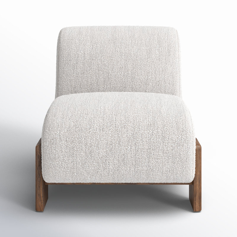 Slipper Chair, Ivory Polyester Blend