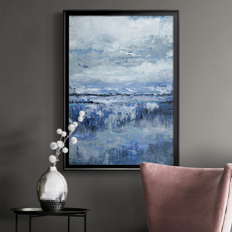 Indigo côtier - Peinture sur toile encadrée, H 26,5 po x l 36,5 po x P 1,5 po, Noir