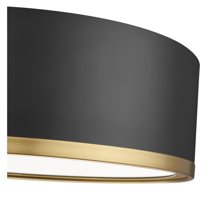 Plafonnier encastré 1 lumière 12,25 po Tracie, Or; noir mat