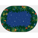 Peaceful Tropical Night Tufted Blue/Green Area Rug