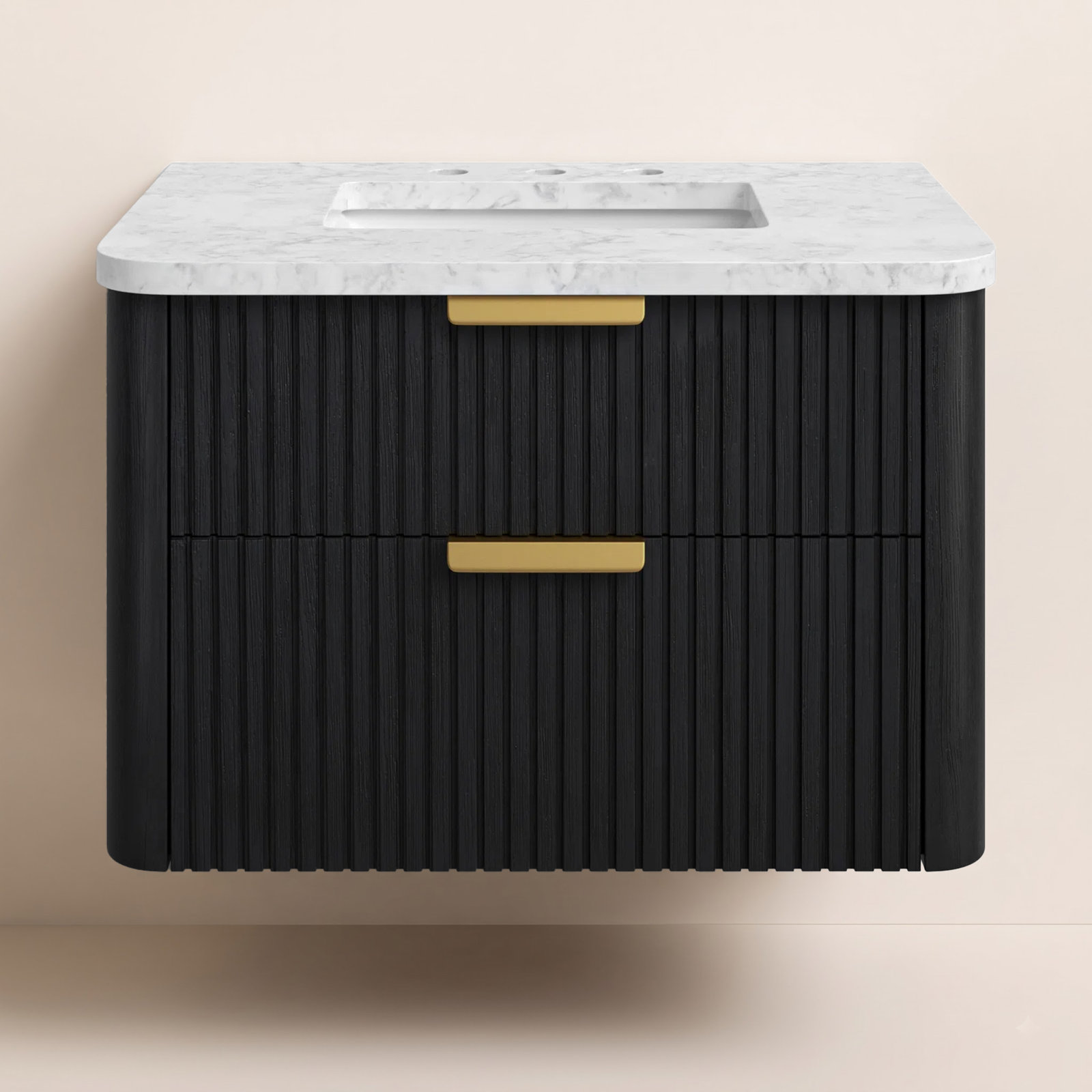 Liljan 30" Oak Single Bathroom Vanity, Black Oak/Brushed Bronze