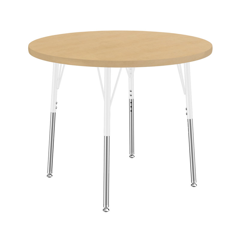 Table ronde 36 "à fil de bois thermofusionné avec pieds réglables standard - grain d'érable / blanc, Tanné