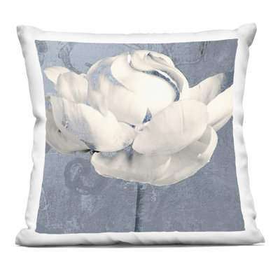 Gilded Blue Rose Decorative Printed Throw Pillow design by Sophie 6