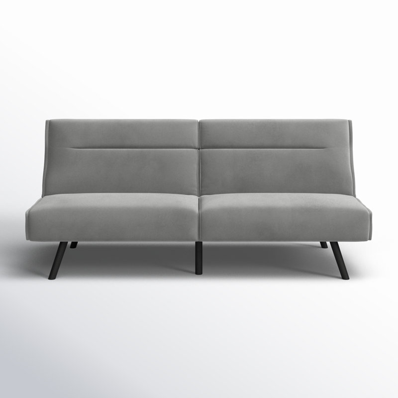 Brumbley 69.8'' Twin Upholstered Futon with Split Back, Light Gray
