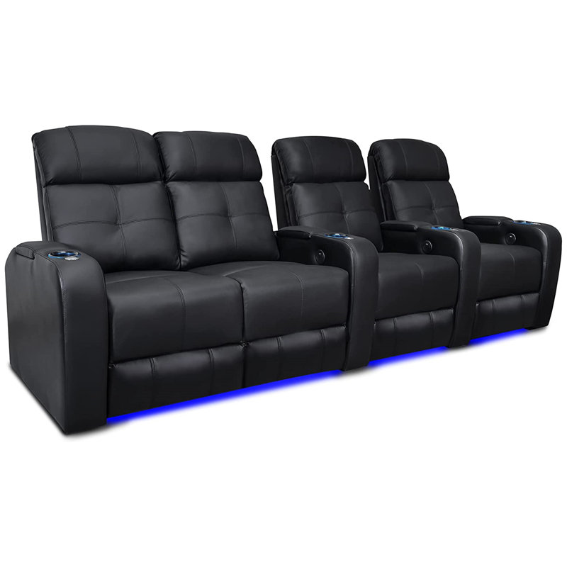 Cinéma maison inclinable électrique en cuir véritable avec porte-gobelet de 111 po de largeur Sehin