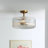 Traditional Striped Glass Flush Mount - 15in, 3-Light, Antique Brass-1920729609-1920729612