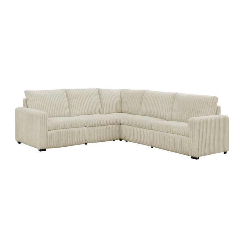 Canapé modulaire inclinable électrique Rkanpelna, Velours côtelé beige