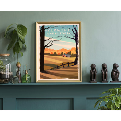 «Vermont Retro Style State Travel», affiche rétro non encadrée, art mural maison et bureau