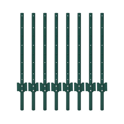 Poteaux de clôture en métal de 3 pi, paquet de 8, piquets en acier sans creusage U-Channel pour clôture de jardin, de cour, de ferme et d'extérieur, poteau en U vert robuste, facile à installer