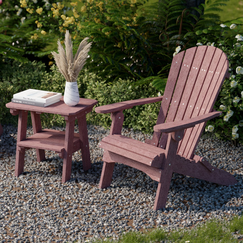 Heritage 3-Piece Folding Adirondack Set with Side Table, Cherrywood