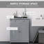 Armoire de salle de bain Kleankin, armoire de salle de bain en bois avec 2 portes, 2 tiroirs et tablette réglable, armoire de rangement autoportante pour salle de bain, gris
