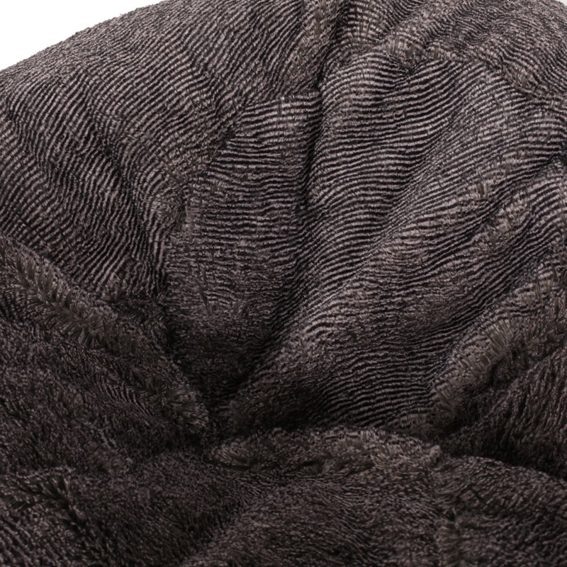 Fauteuil à billes rond en fausse fourrure 3 pieds Vida, brun