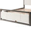 Grand lit en bois gris et tissu bouclé, lattes solides, support central supplémentaire, panneau central de chambre à coucher avec tête de lit, structure en bois d'hévéa, fonctionnement silencieux, conception confortable-1057497806