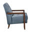 Modern Style Blue Leather Accent Chair With Pad, Walnut Detail, Finish Wood Frame