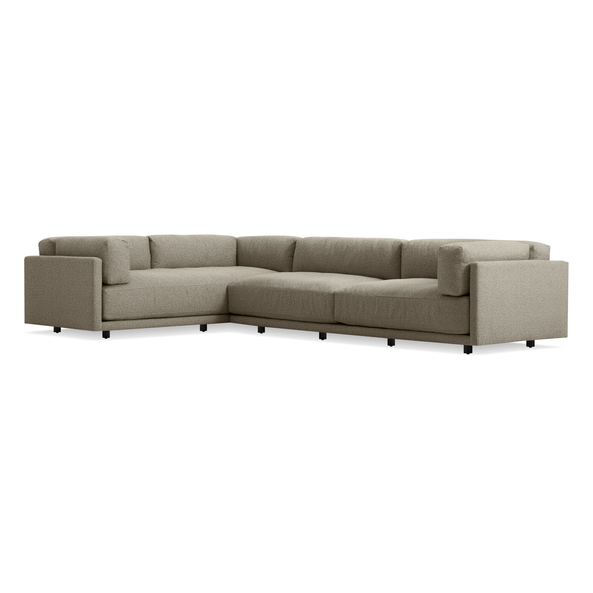 Sunday Upholstered L-Sectional, Sanford Black Crossweave, Left Hand Facing