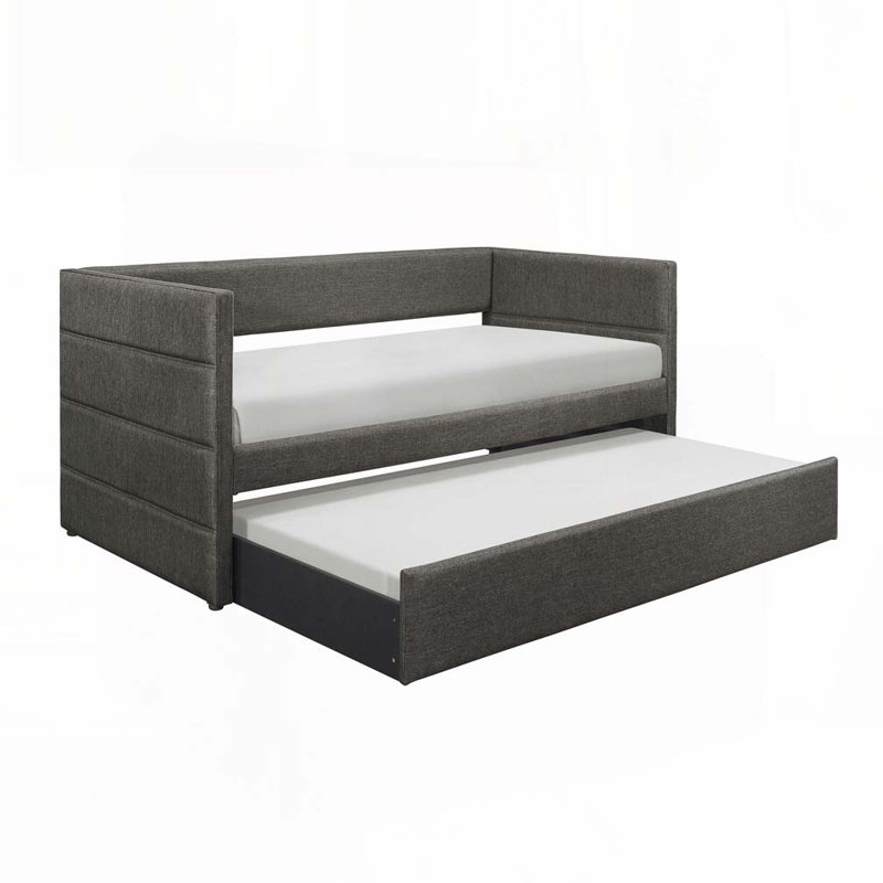 Lit de jour rembourré avec couchette, Gris foncé
