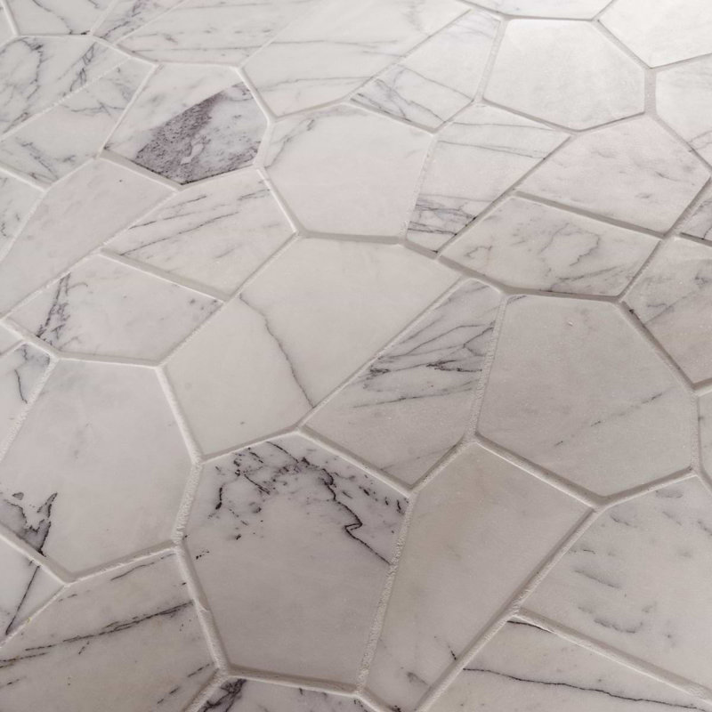 Nature Organica 12x20 Honed Marble Mosaic Tile, Lilac Tumbled