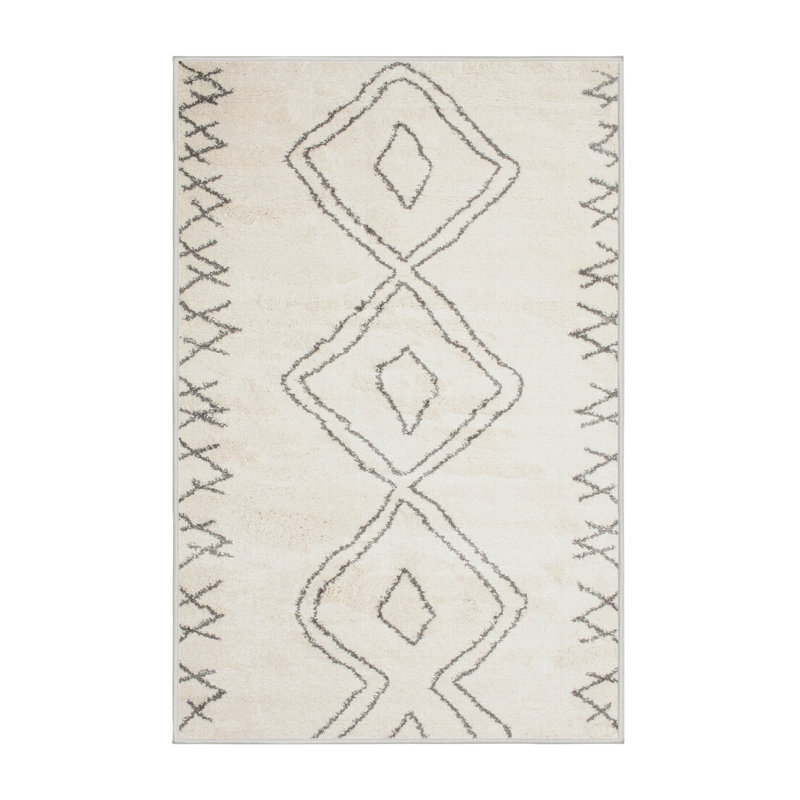 Tapis contemporain gris / crème Bushey, Rectangle 3 pi x 5 pi