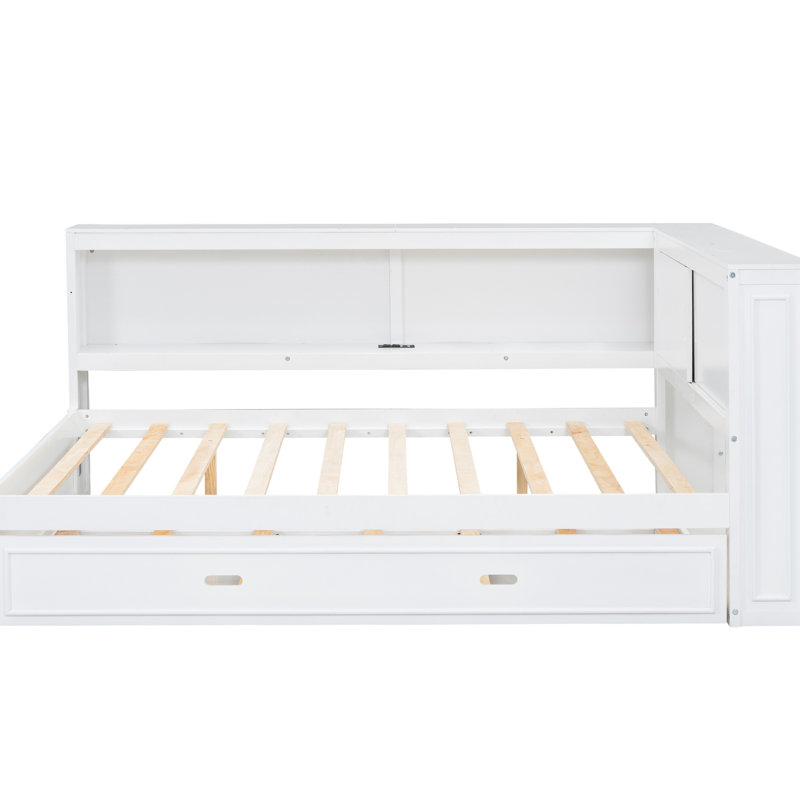 Daybed With Storage, , And Led In Full Size White - Provide A Convenient Sleeping Option Trundle, Size, Modern, White