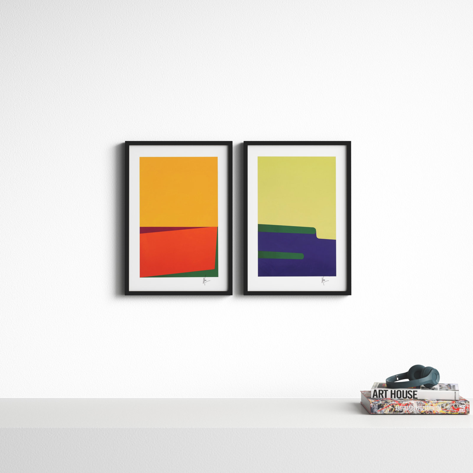 Sahara & Kalahari. Set Of 2 by Lee Lessem, Black, 25" H x 17.5" W x 1.25" D