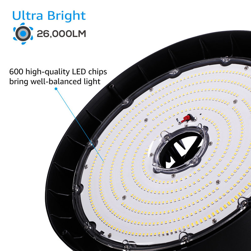 200W LED High Bay Light, UFO LED Lights Commercial Garage Area Lighting Fixture, 5000K Daylight
