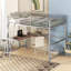 Lit mezzanine double en métal avec bureau et tablette de rangement, lit station de travail argenté pour les adolescents, un dortoir ou une chambre à coucher-1150877692-1150877689