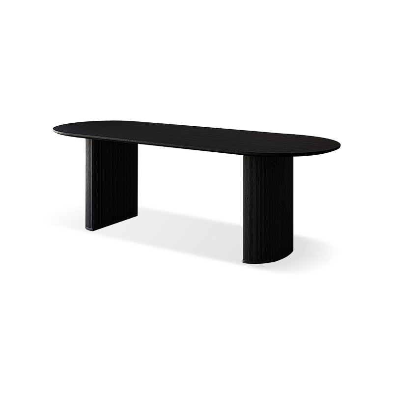 Black Oval Solid Wood Dining Table, 29.53"H x 78.74"L x 31.5"W