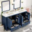 Meuble-lavabo bleu de 60 po, avec deux lavabos en céramique et une structure d'armoire stable - Offrez une base solide au design élégant pour rehausser votre esthétique