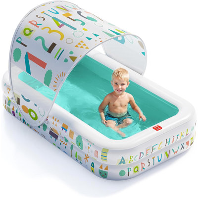 Kiddie Pool –  Inflatable Pool For Kids & Toddlers, Ball Pit & Baby Pool With Soft Cushioned Floor, Canopy For Sun Protection, Durable Outdoor Play Toys For Backyard & Indoor