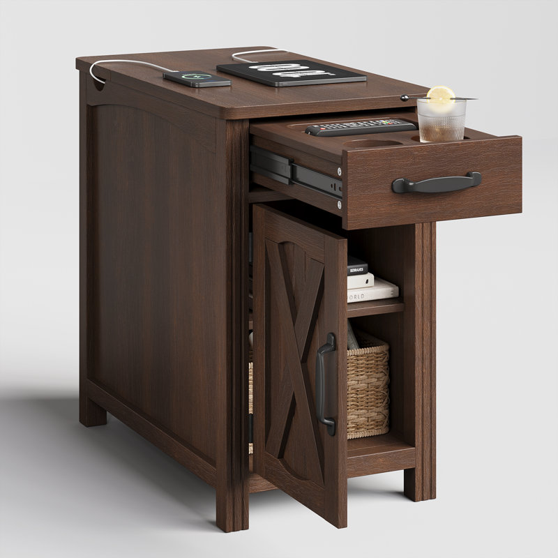 Table de bout haute de 23,5 po avec station de chargement et de rangement Analiesa, 1