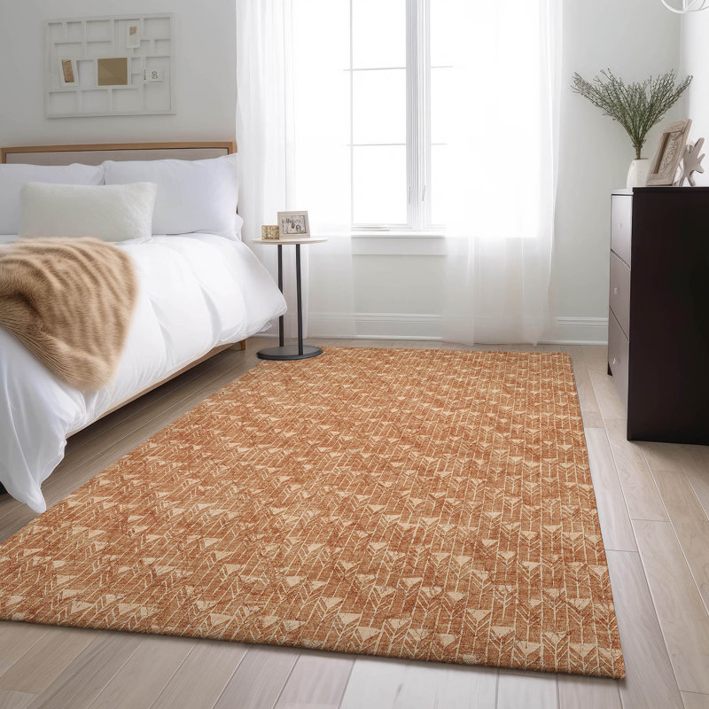 Premium Machine Washable Cerrito AMF514 Salmon Rug, Rectangle 9' x 12'