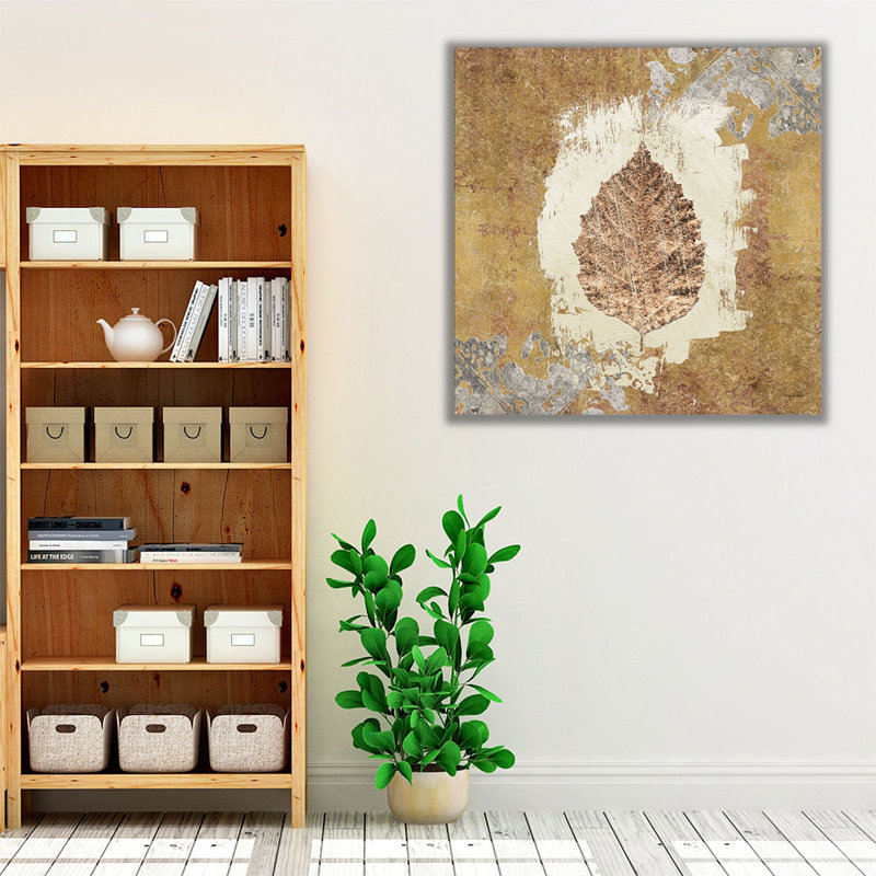 «Gilded Leaf VI», reproduction d'art sur toile, H 20 po x l 20 po