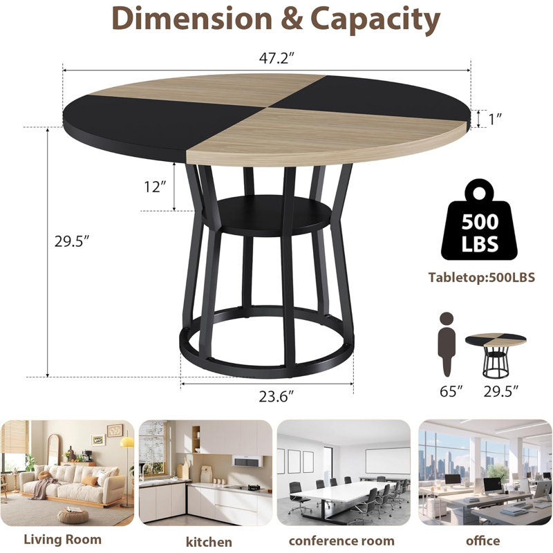 Dining Table, Oak Wood / Black