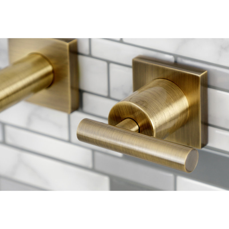 Kingston Brass Concord Two-Handle 3-Hole Wall Mount Bathroom Faucet, Antique Brass, Lever