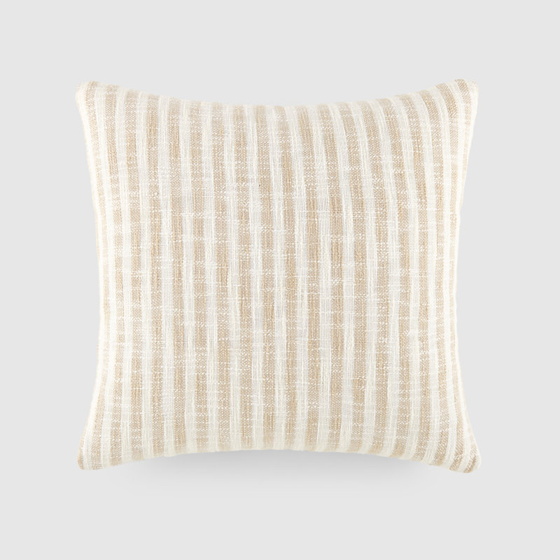 Yarn Dyed Cotton Throw Pillow in Bengal Stripe, Beige