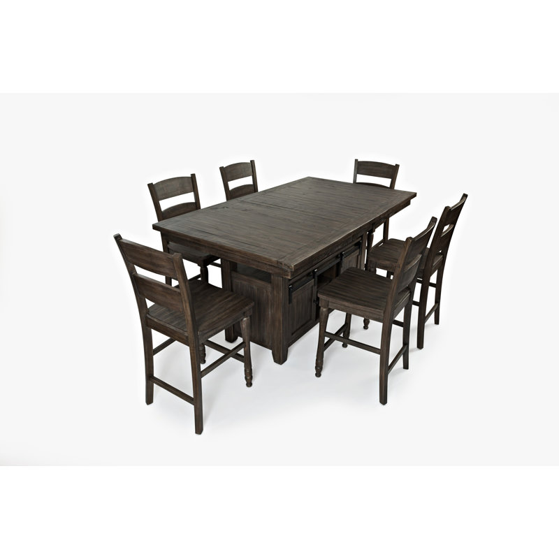 Ensemble de salle à manger en bois massif de pin 7 pièces Hebden, Bois de grange, 7 pièces : table, 6 chaises