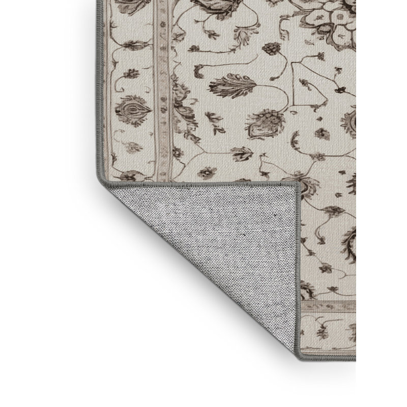 Machine Washable Tabriz Gray Area Rug, Runner 2' x 5'