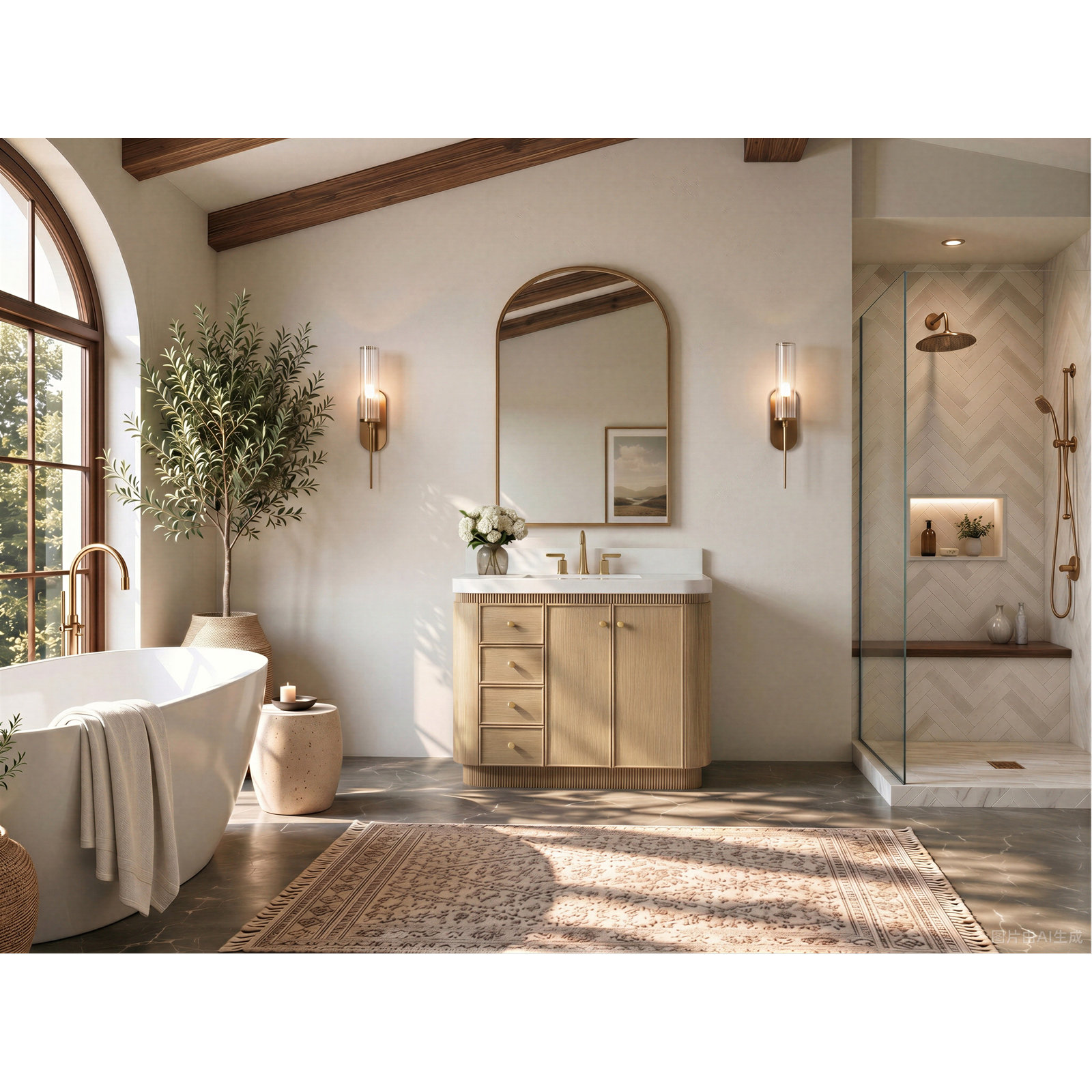 Aston Oak Single Bathroom Vanity, Natural Oak, 36 inch