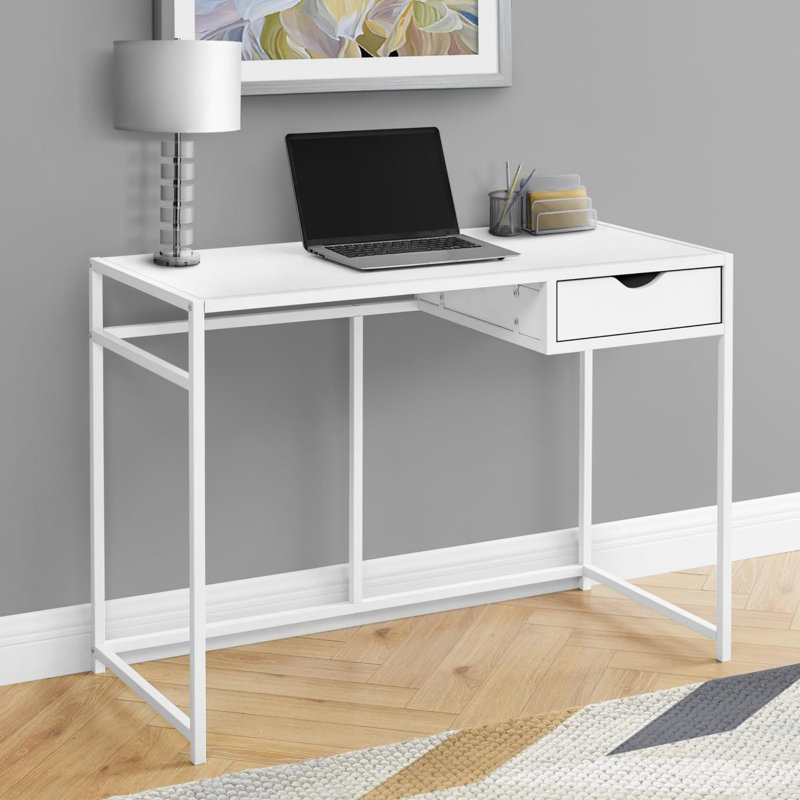Bureau d'ordinateur, bureau personnel, ordinateur portable, tiroir de rangement, L 42 po, travail, stratifié, métal, contemporain, moderne