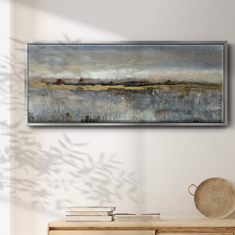 «Abstract March II», toile encadrée, Argent, H 24 po x l 60 po x P 1,5 po