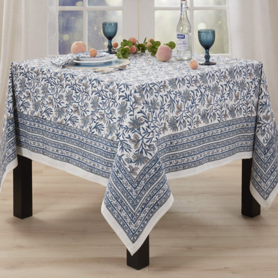 70" Cotton Floral Tablecloth