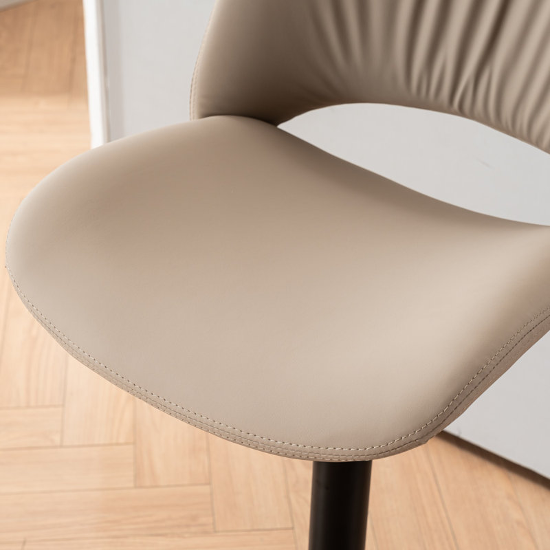 Swivel Faux Leather Upholstered Barstools Adjutable Height Counter Stool with Metal Frame, Khaki