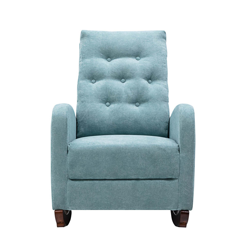 Fauteuil berçant à haut dossier Chrisann, 100% coton vert menthe